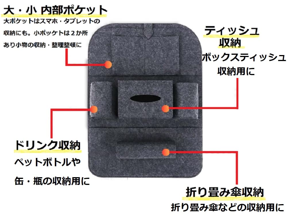Amazon | [ZIPSLINE] 車 収納 ホルダーインテリア ウォール ポケット
